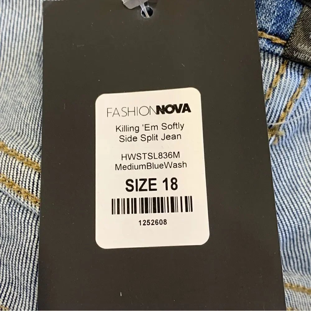 Fashion Nova Killing Em Softly Side Split Jean High Rise Wide Leg Size 18